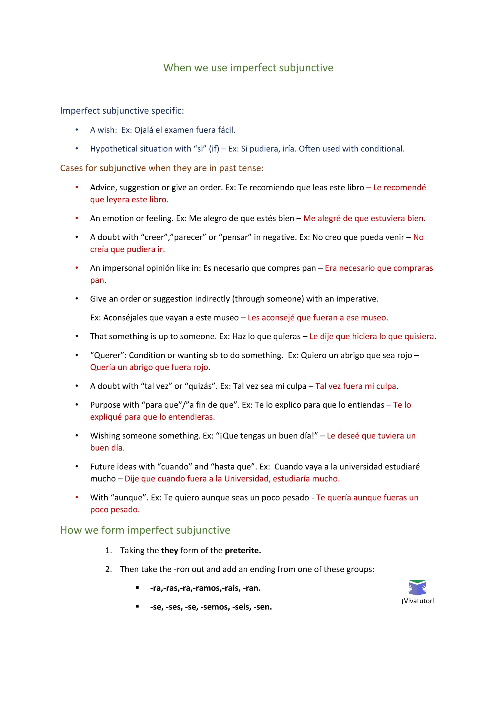 Imperfect Subjunctive Sentences