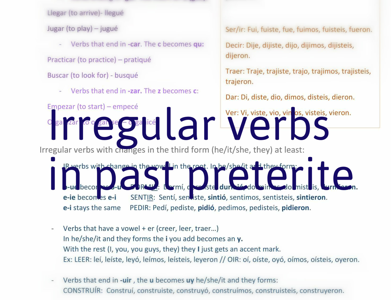 Past preterite. Irregular verbs